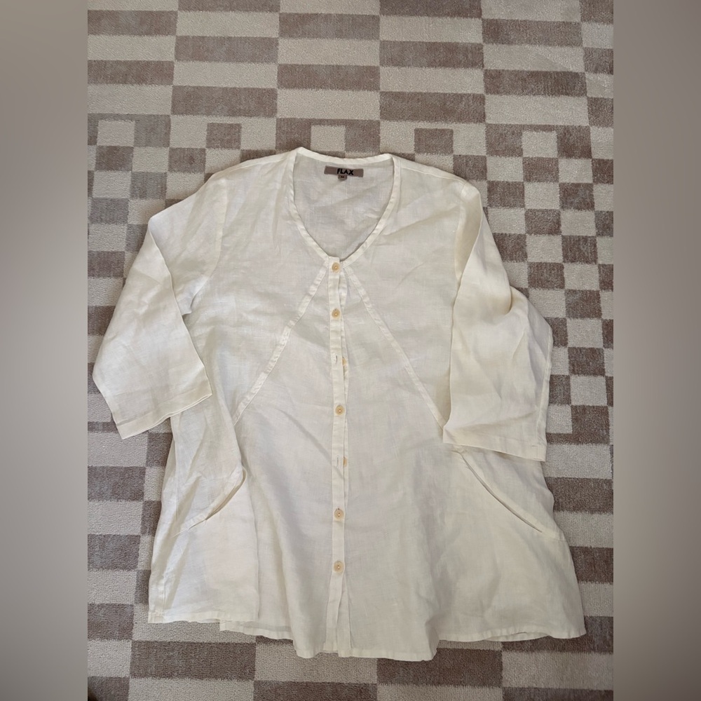 Flax Ivory Button-Up Top